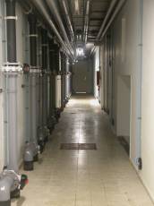 hall hallway pipes tiles white boiler room