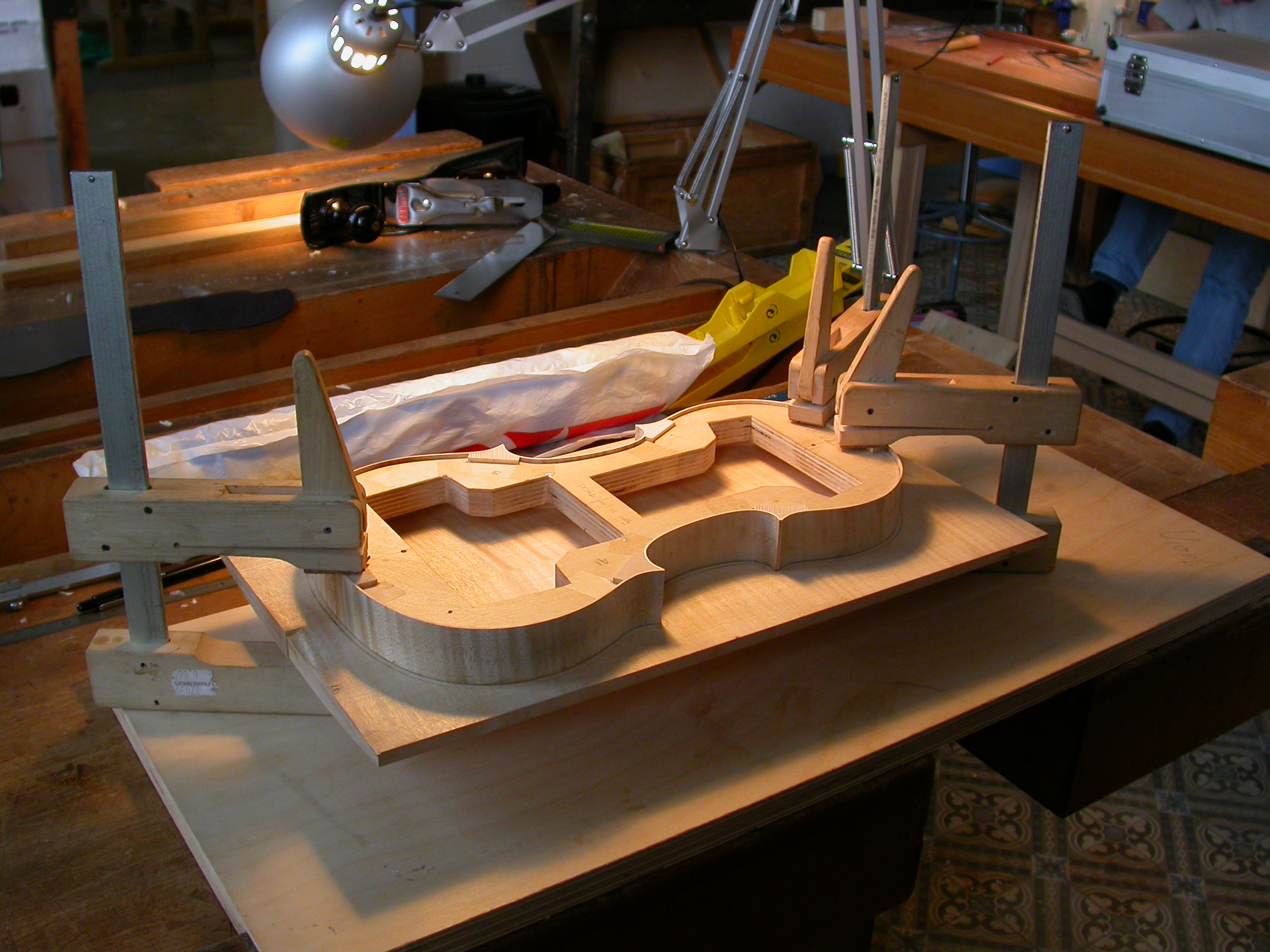  *After : photo : paul slab workbench wood carving violin case clamps