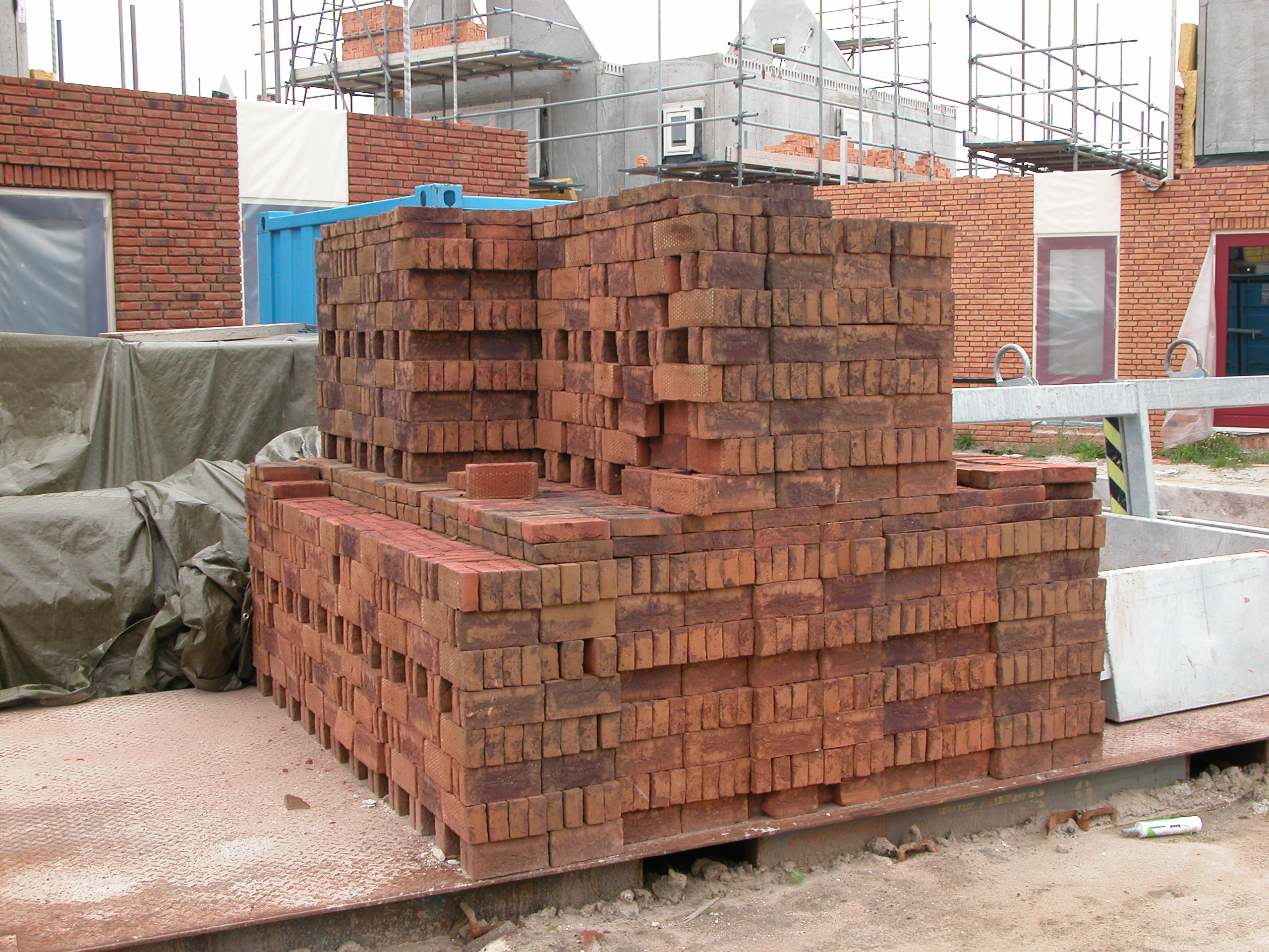 Image*After photos brick bricks construction site constructing pile heap pallet
