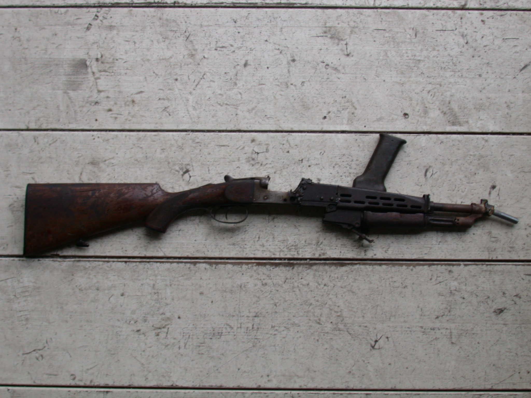 objects art gun welded wrongly together ak47 shotgun weapon weaponry weapons war armsintoart nucleodelarte