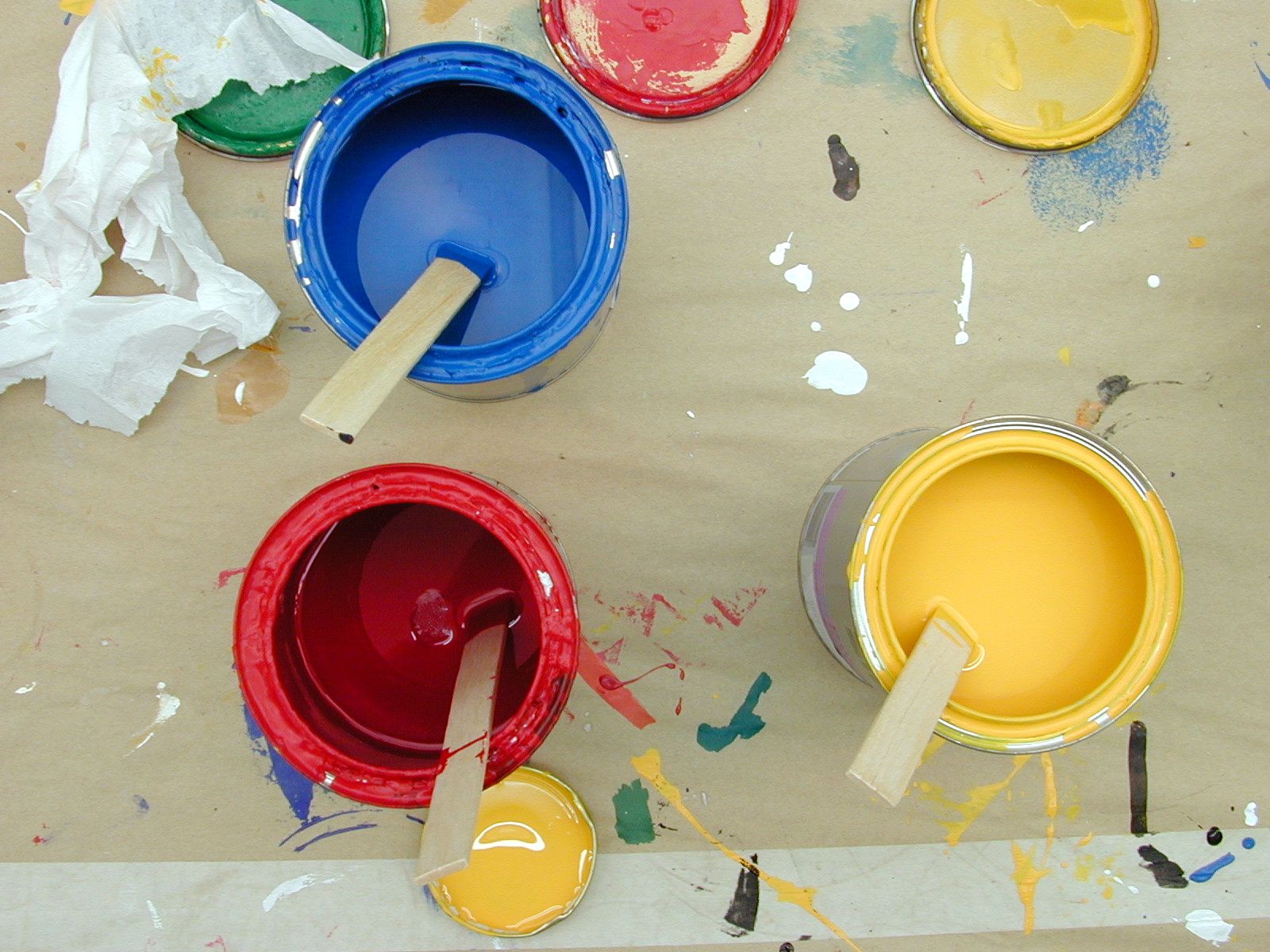 Image*After photos paint buckets cans