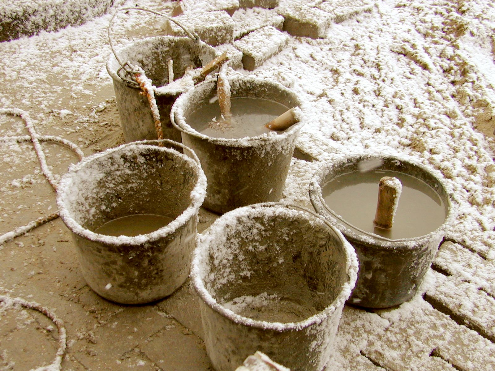 Image*After photos buckets bucket cold frozen ice snow melted