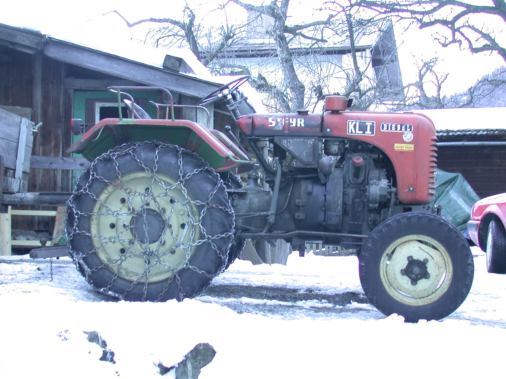 Image After images tractor chains chained snow wheel