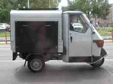 tiny small vehicle bus threewheeler trycicle white for running errands