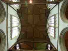 church ceiling dome shaped wooden planks windows