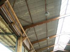 ceiling weathered old factory hangar shed shanty lamp light lights architecture interiors