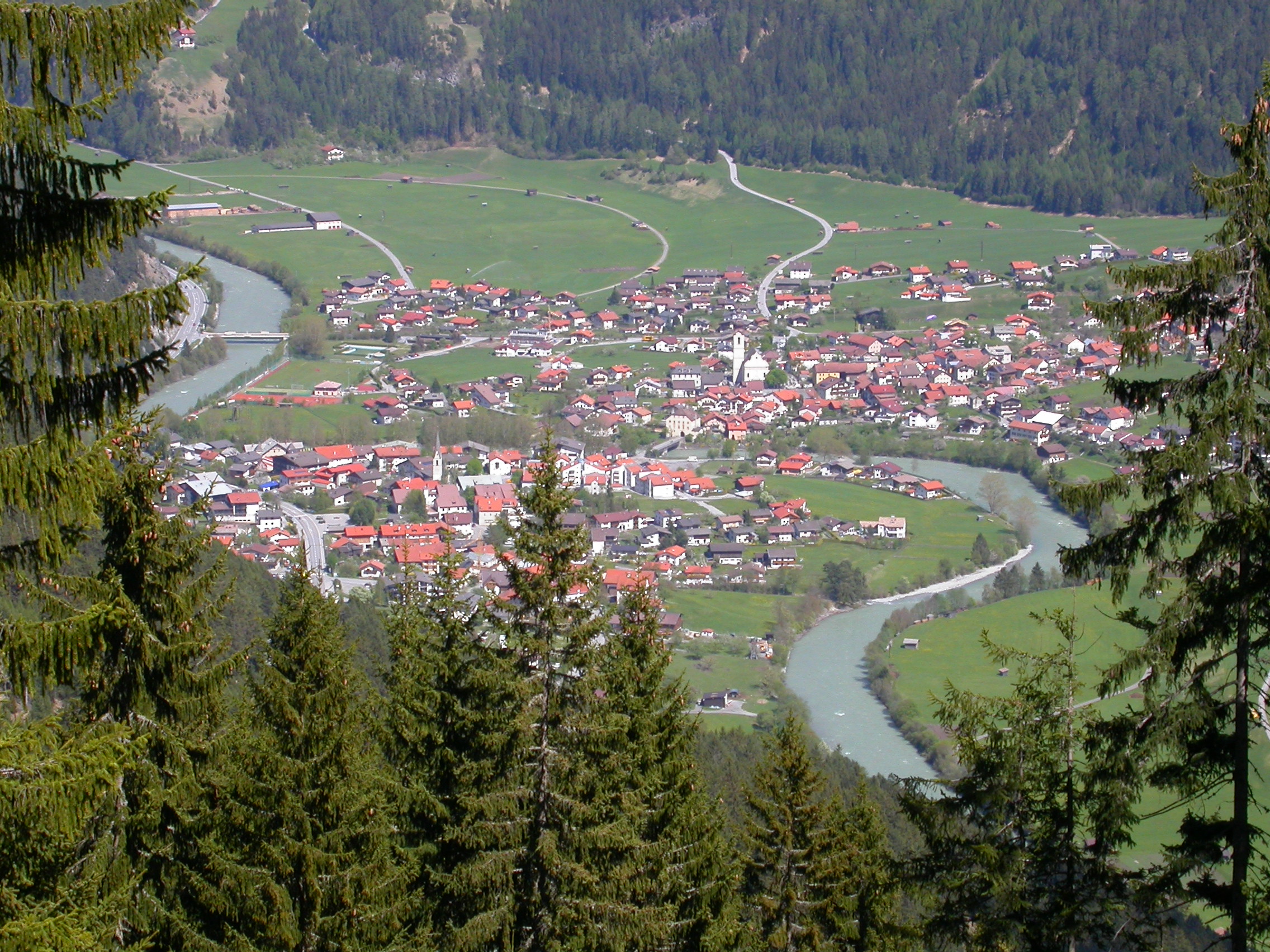 paul nature landscapes valley village alps trees ferntrees fern ferns houses city green river