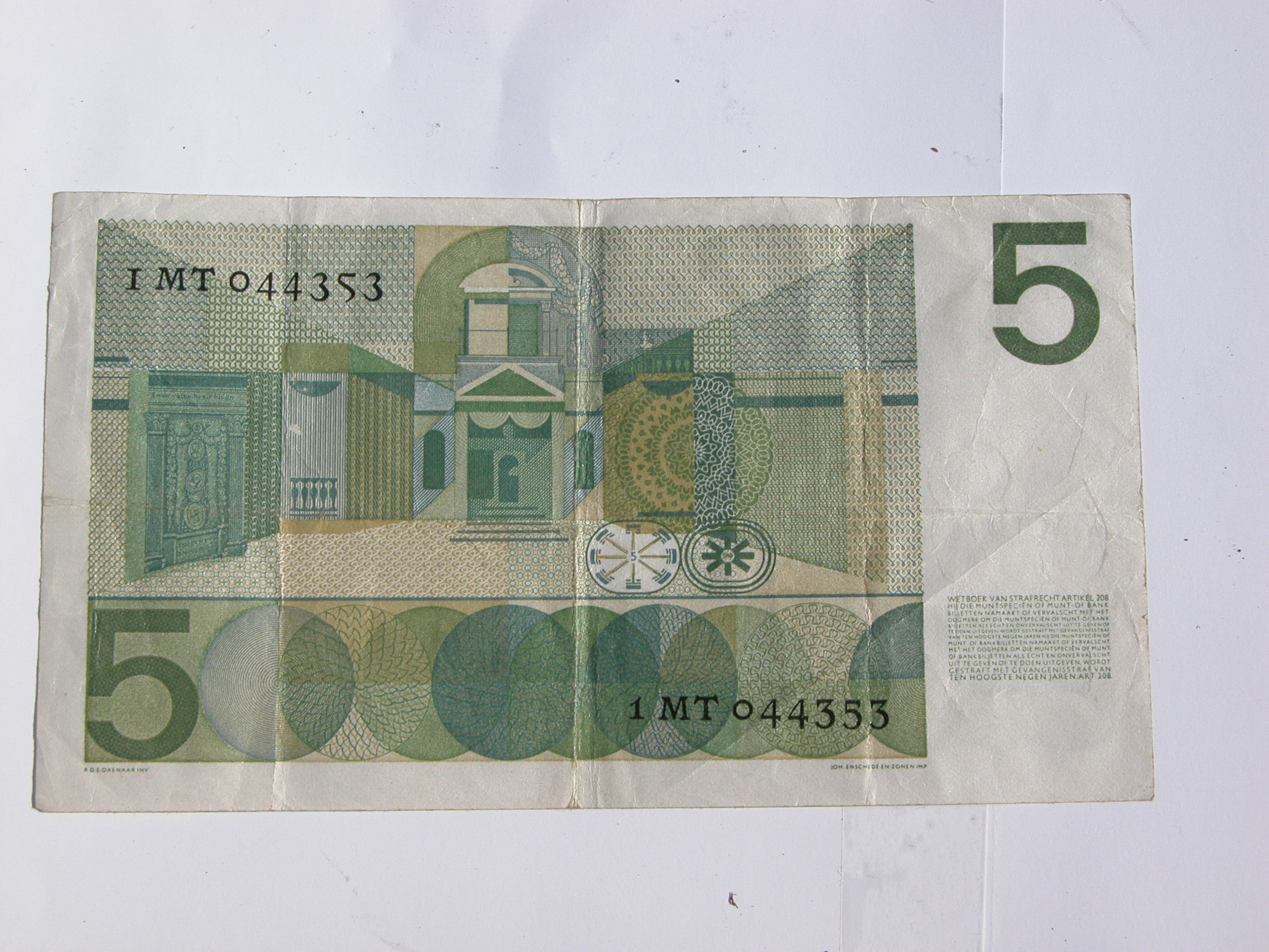 old currency money 5 dutch guilders 5 gulden