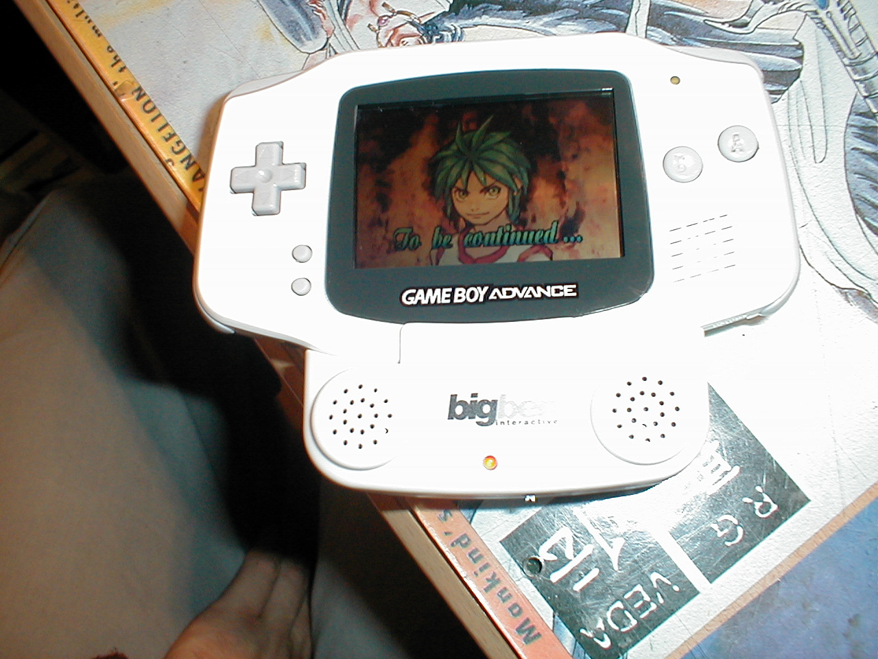 dario gameboy advance gba anime game Japanese white plastic handheld gaming device to be continued free