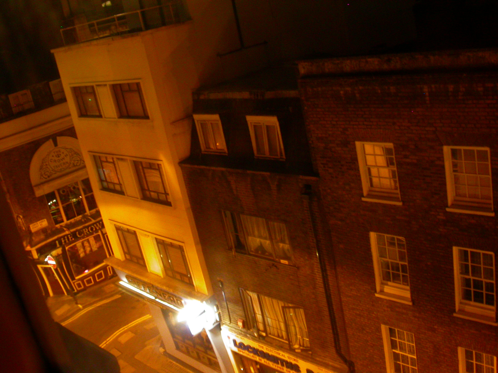 eva city night dark street lamp light buildings windows