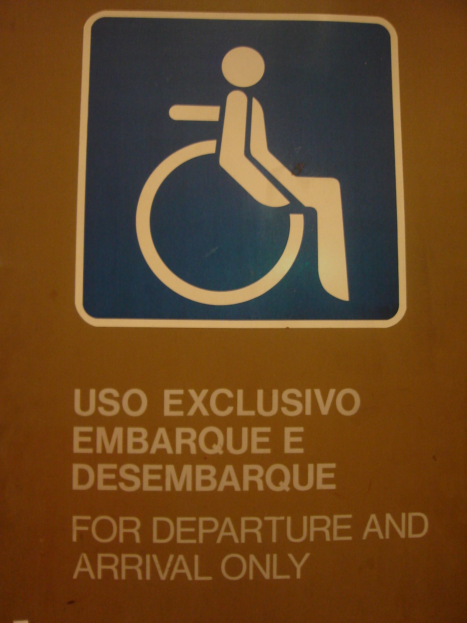 poows wheelchair sign disabled for departure and arrival only