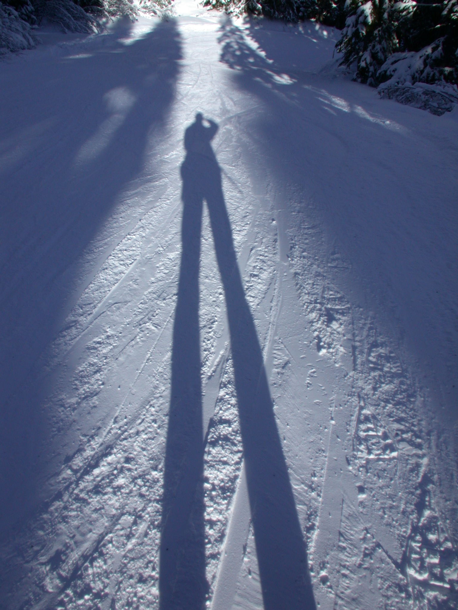 snowy snow slope shadow person skiing blue cold