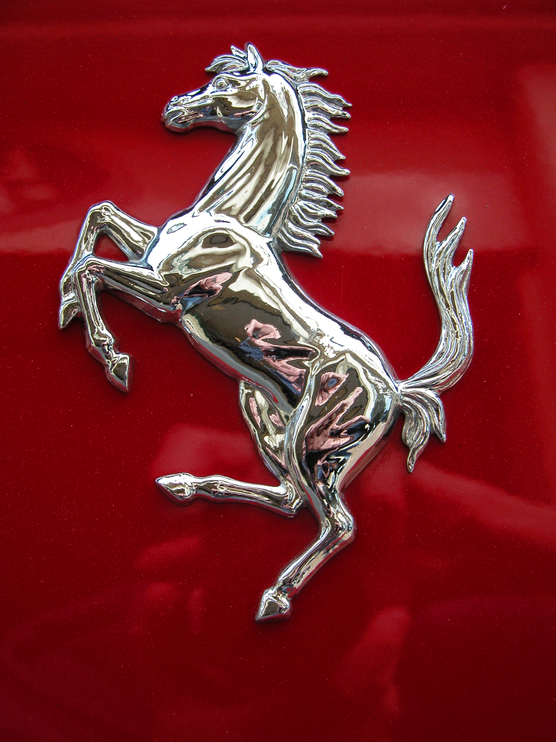 ferrari logo horse silver chrome shiny