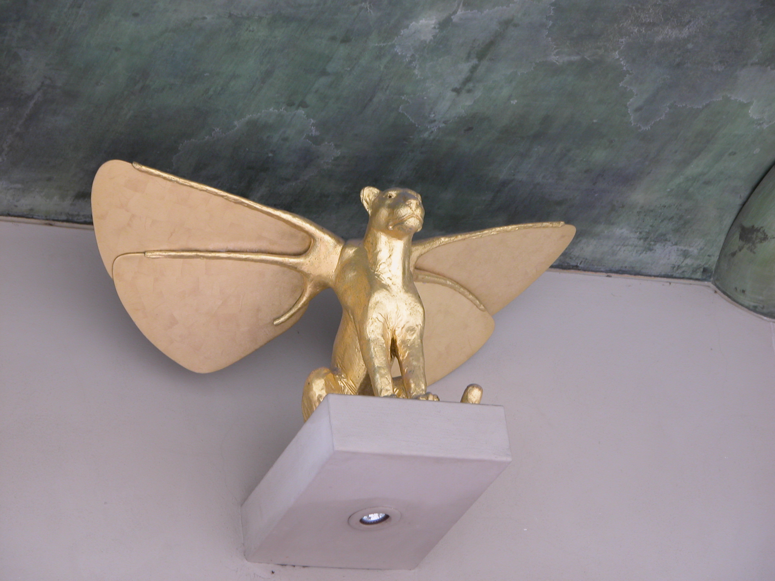 sculpture statue gold golden lion wings royalty-free