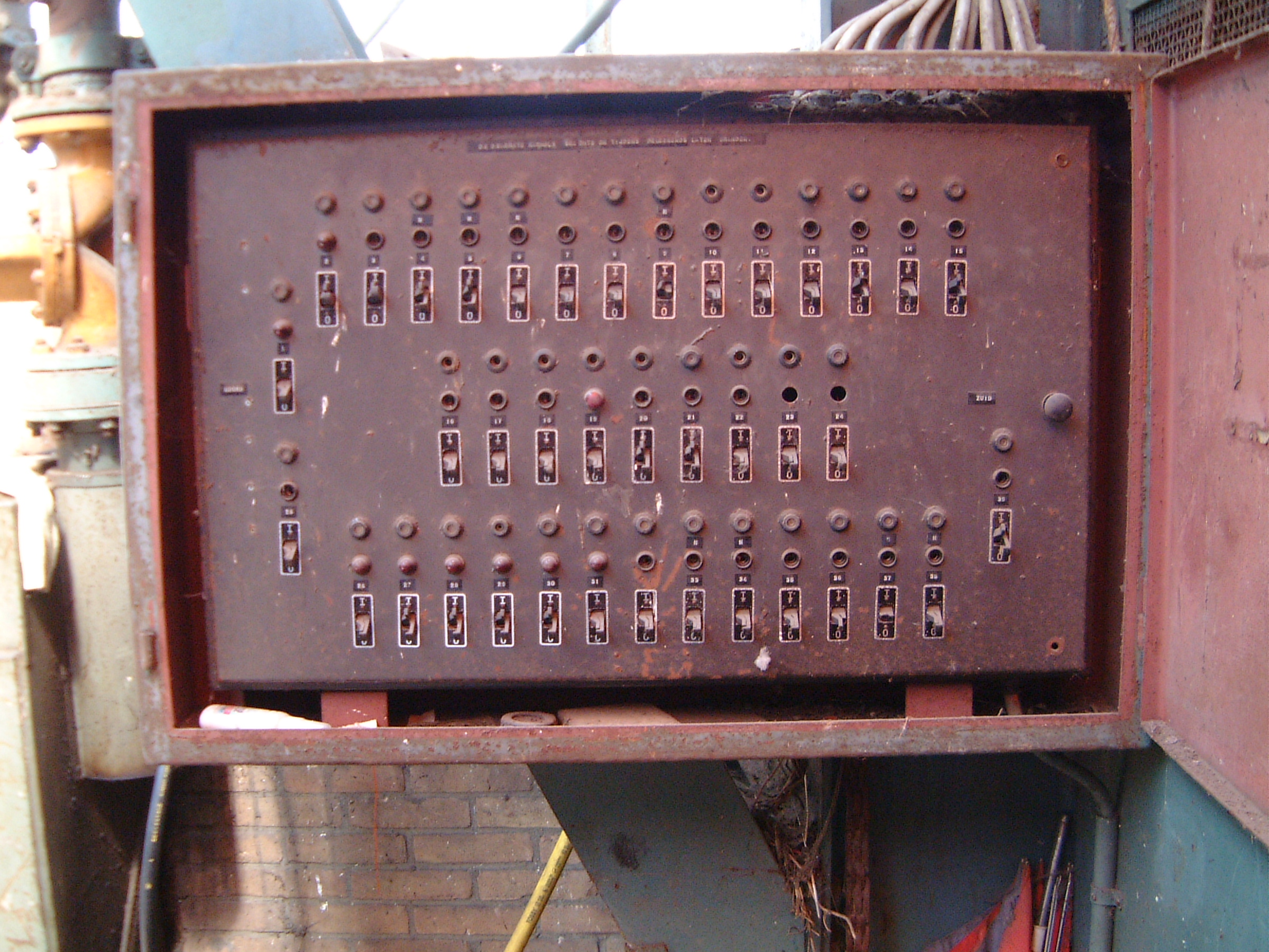 rusty box switch board switches control panel