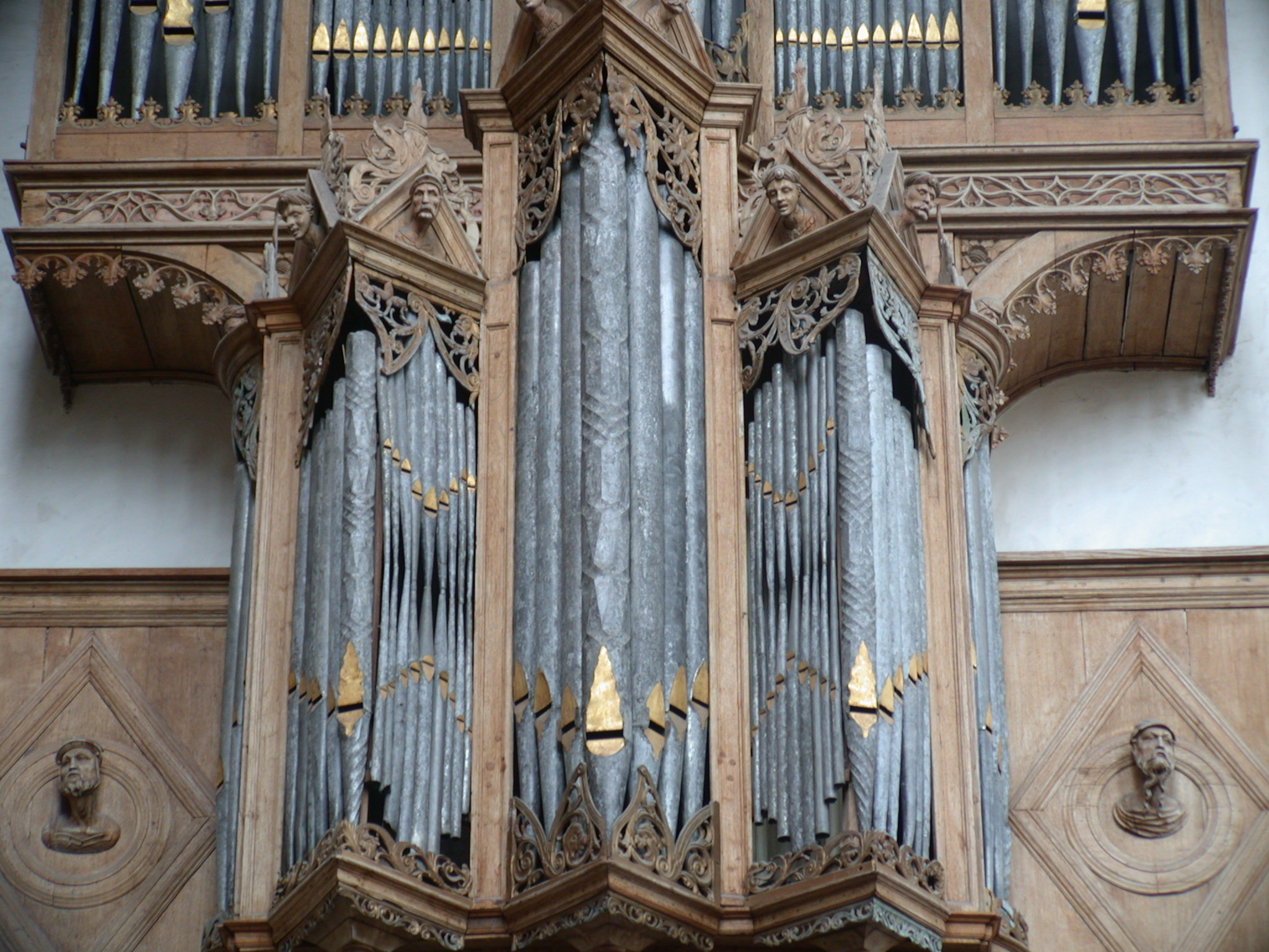 church organ tall pipes pipe blue gold musical music