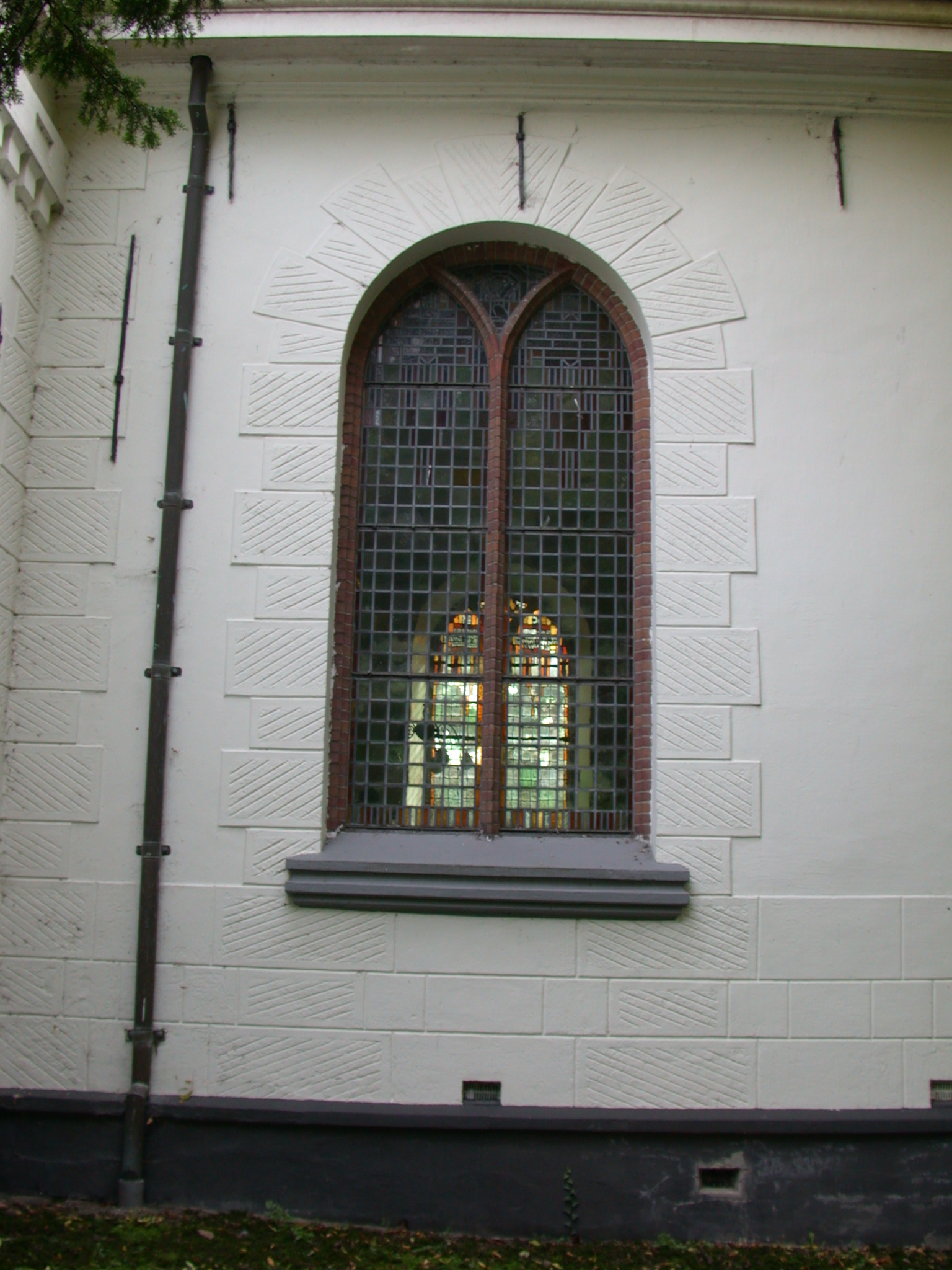church window stained glass white wall arc arched