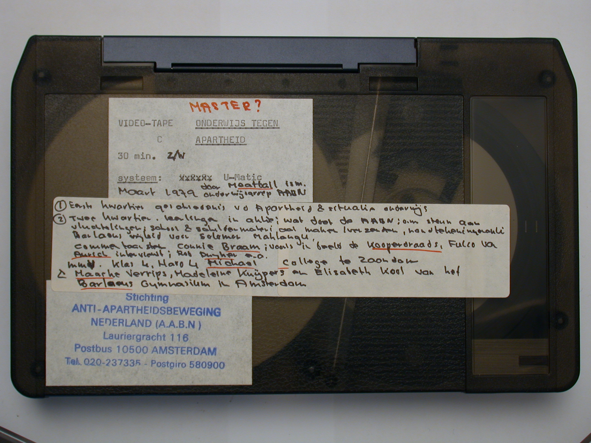 videotape anti apartheid film media writing label video cassette