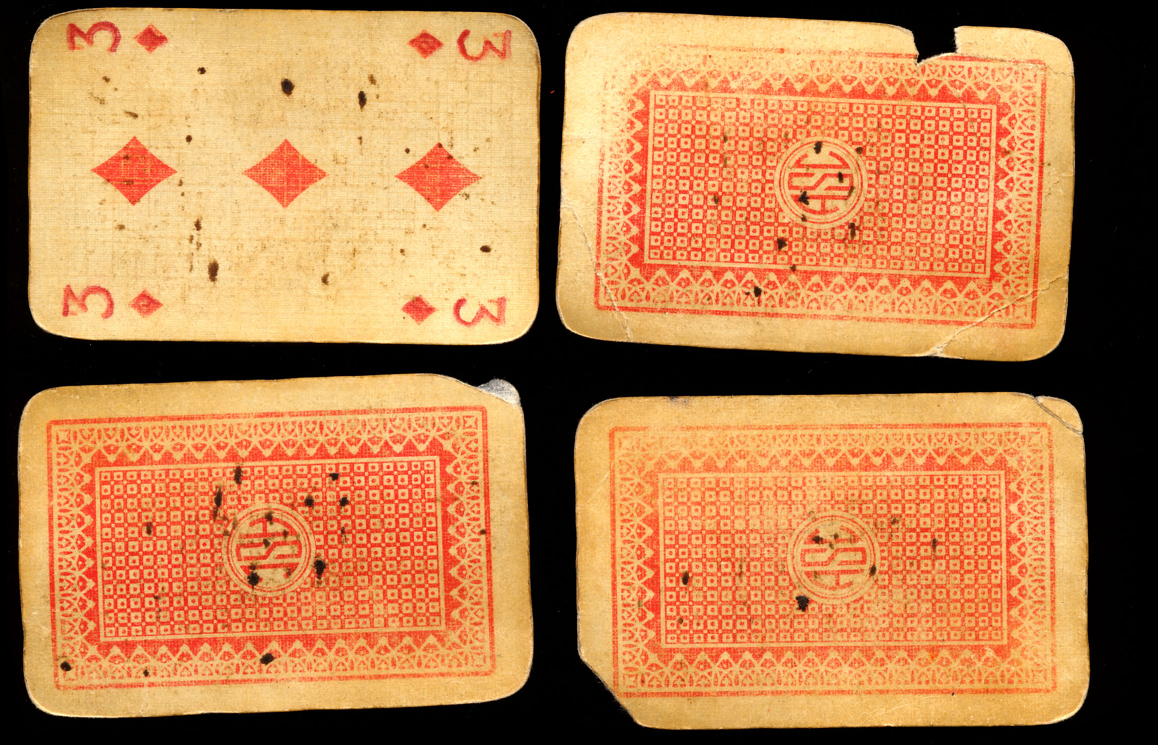 themabina card cards old three 3 of diamond diamonds back front poker