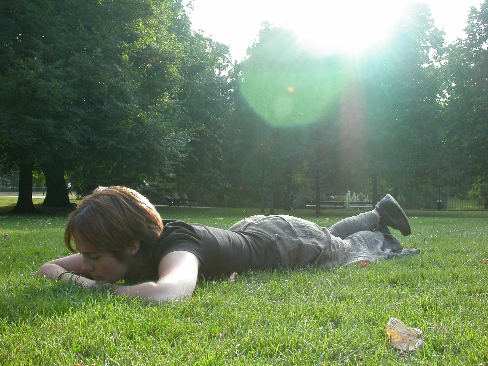 eva lying field park grass girl lazy warm summer summer's day