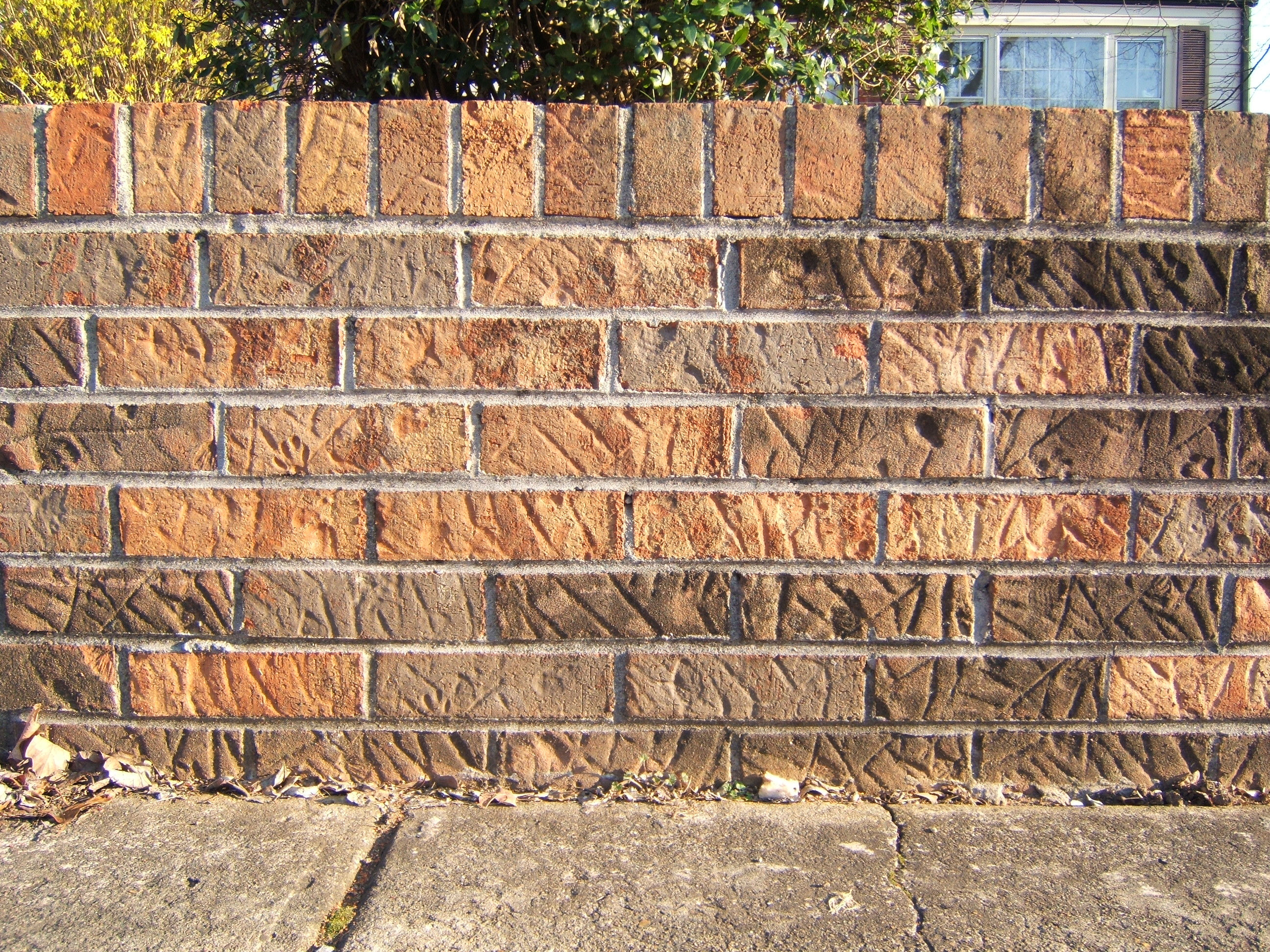 shanenieb low brick wall red mortar cement bricks stones