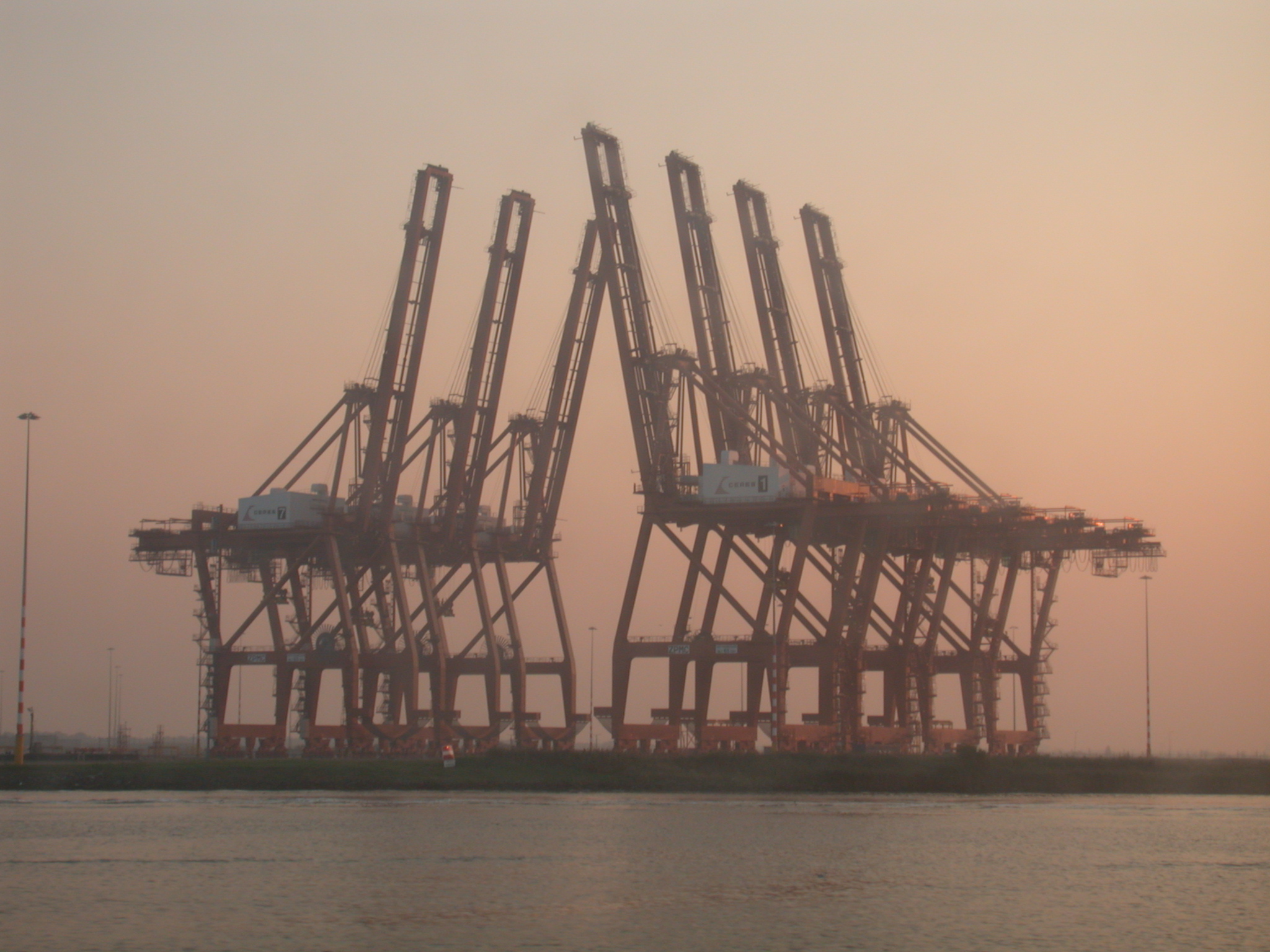 cranes port harbour of call containerships goods