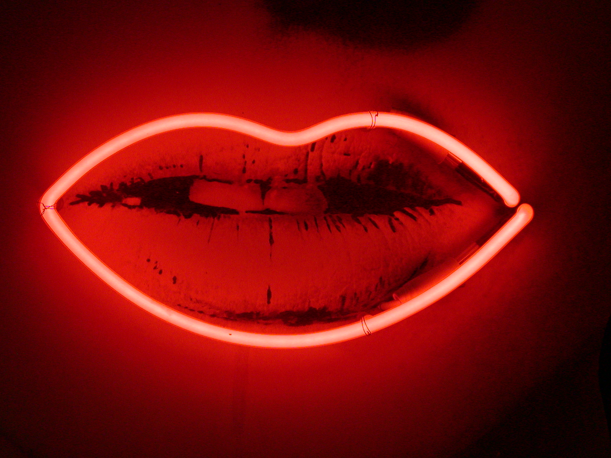 lips neon artwork red light royalty
