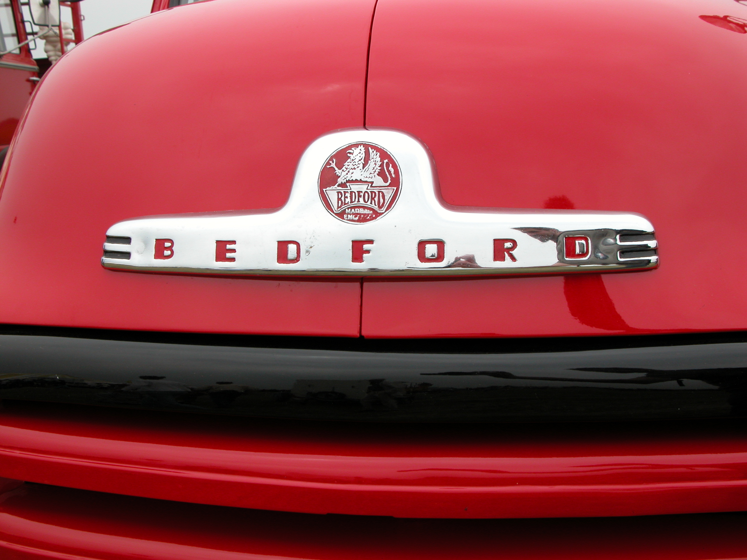 objects signs chrome brand logo bedford truck red firetruck