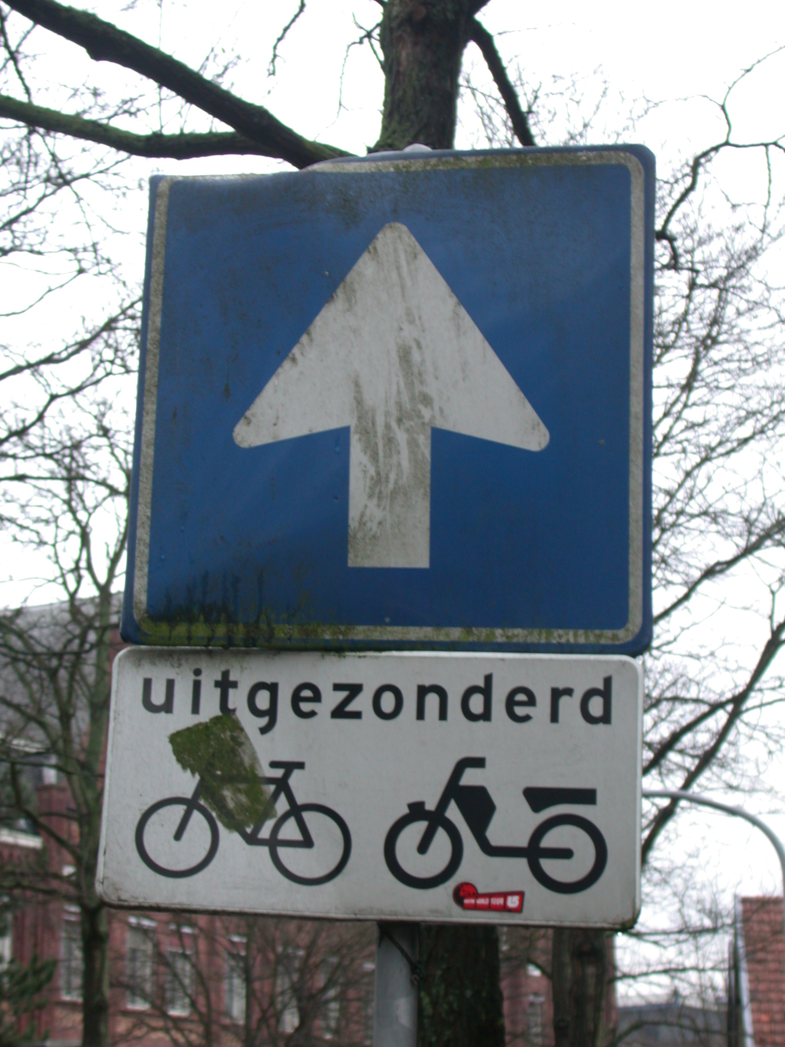 arrow blue sign attaention up bicycles mopets