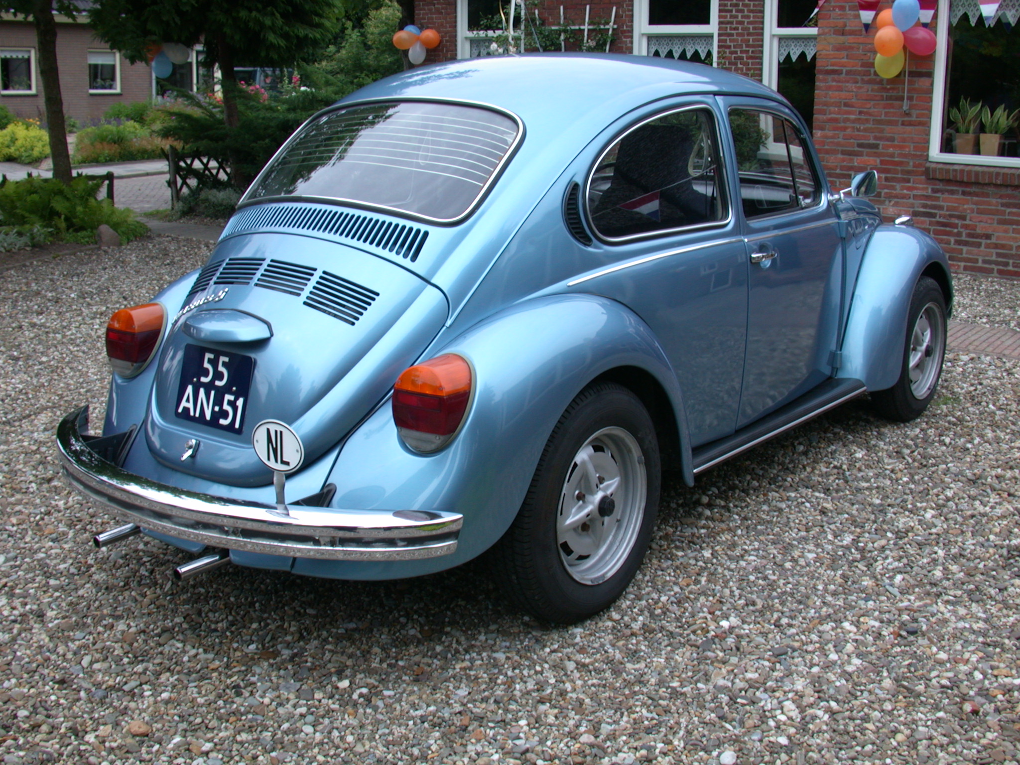 vehicles land beetle blue chrome car auto automobile back