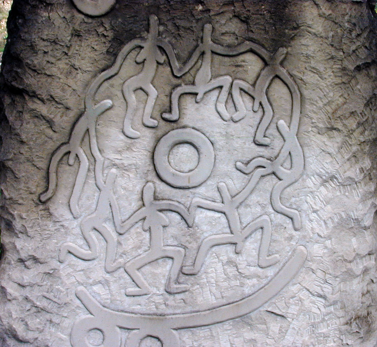 eire ireland o dance figures man woman furtility rite celebration stone carving grey gray prehistoric