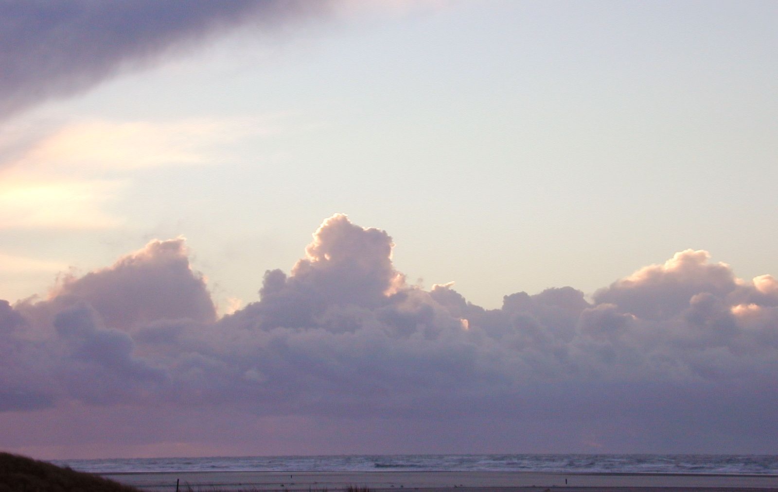 beach shore horizon clouds sky blue sea dune waves sunset