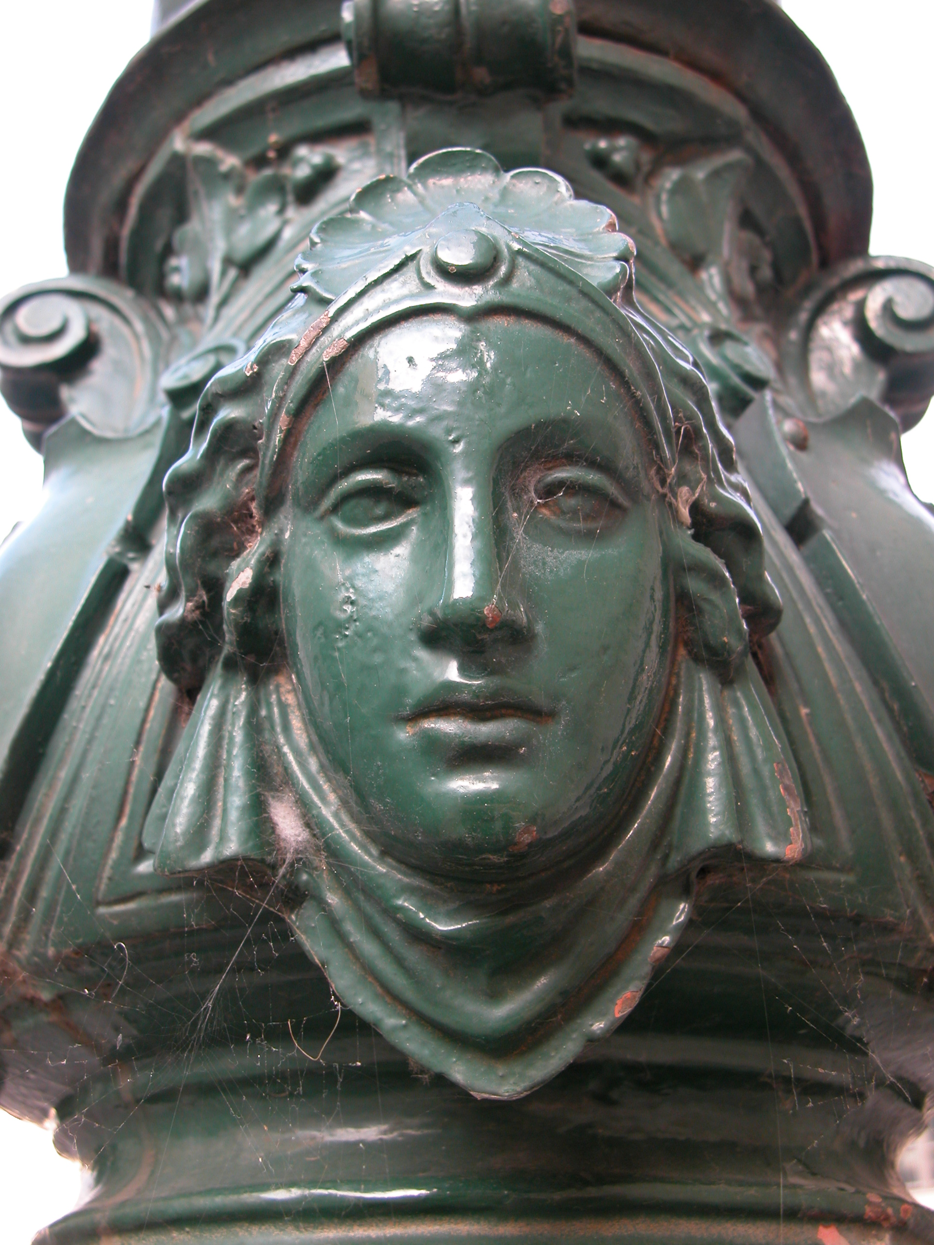 art sculptures face front jugendstill woman green