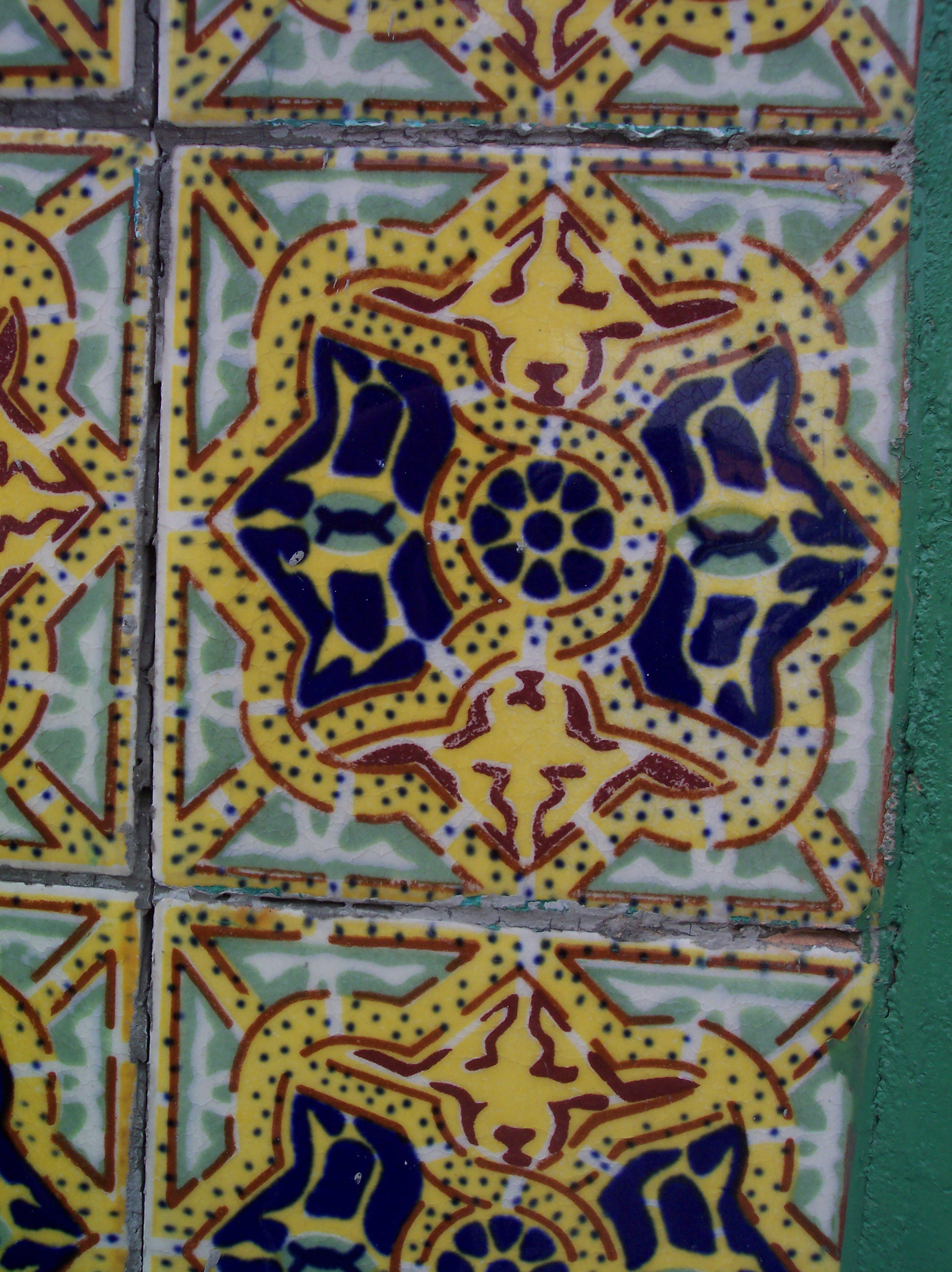 dario tile tiles decoration art shield yellow blue painted