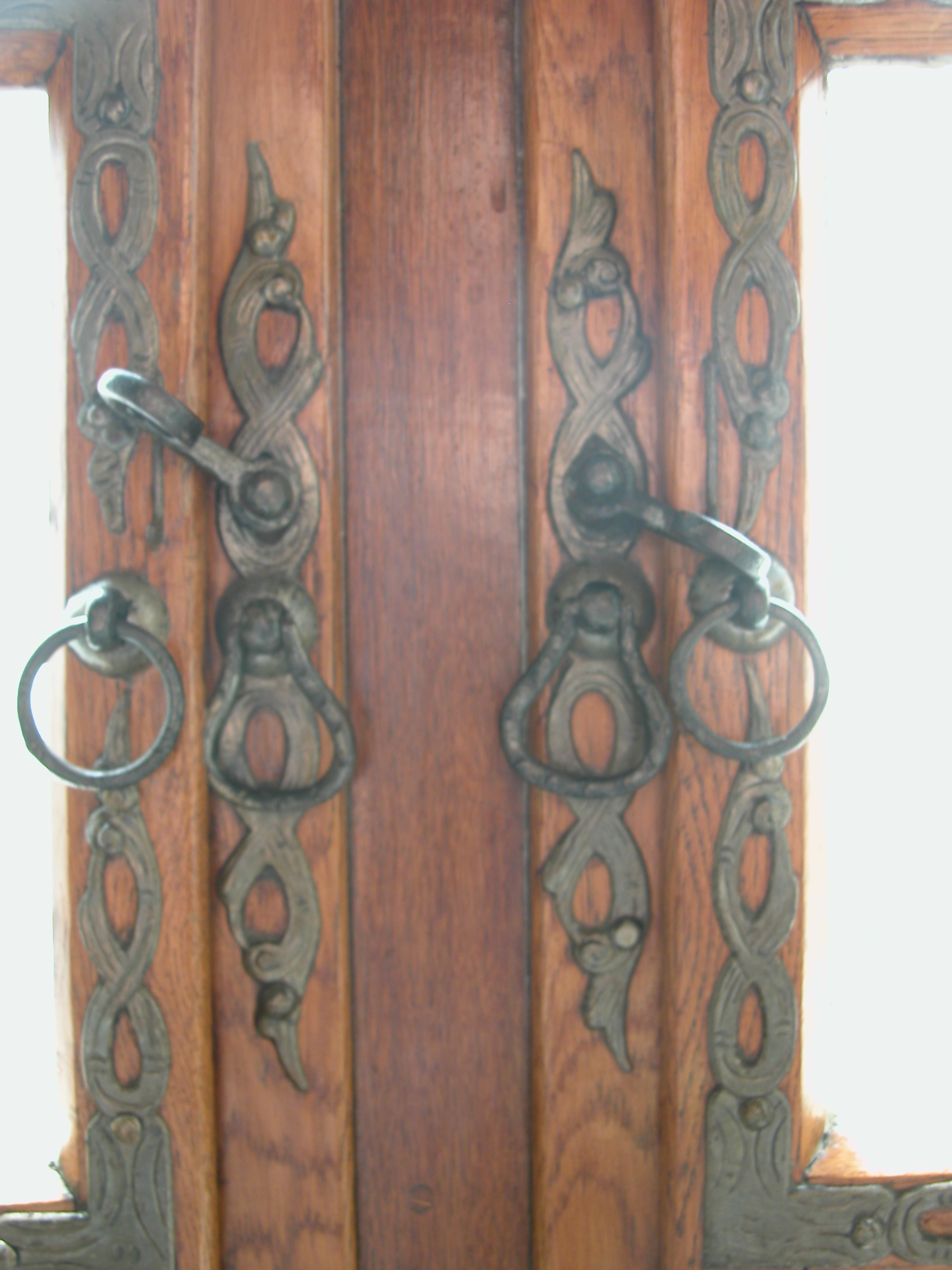 decorated steel door handles