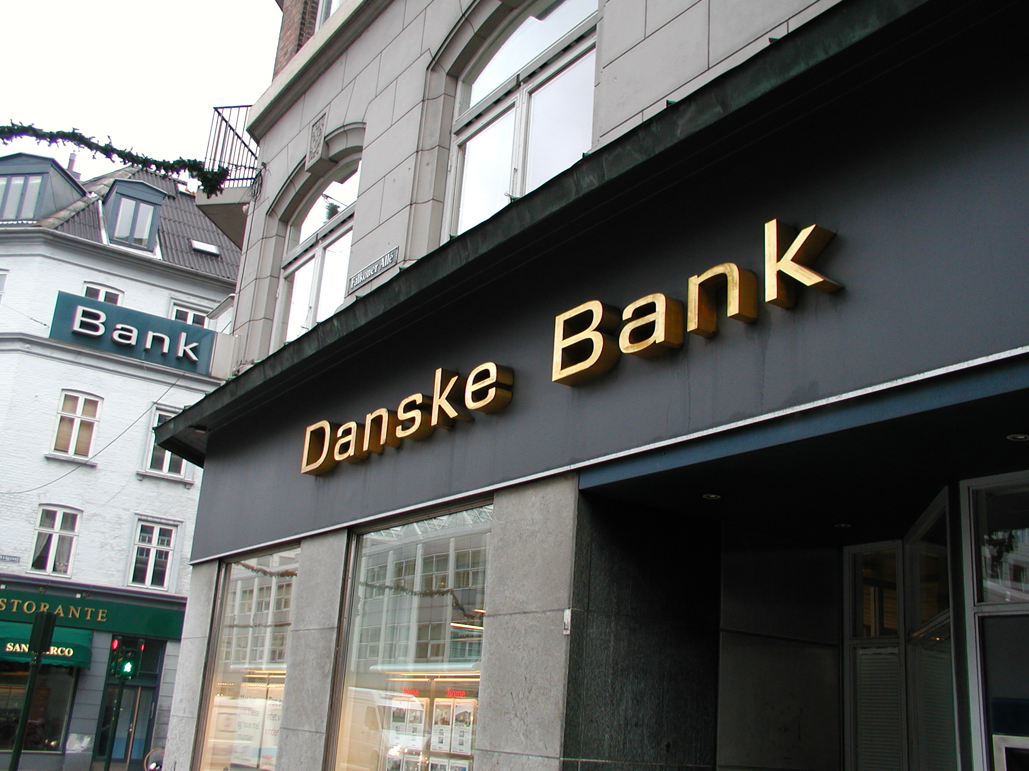 tabus danske bank building office sign gold letters