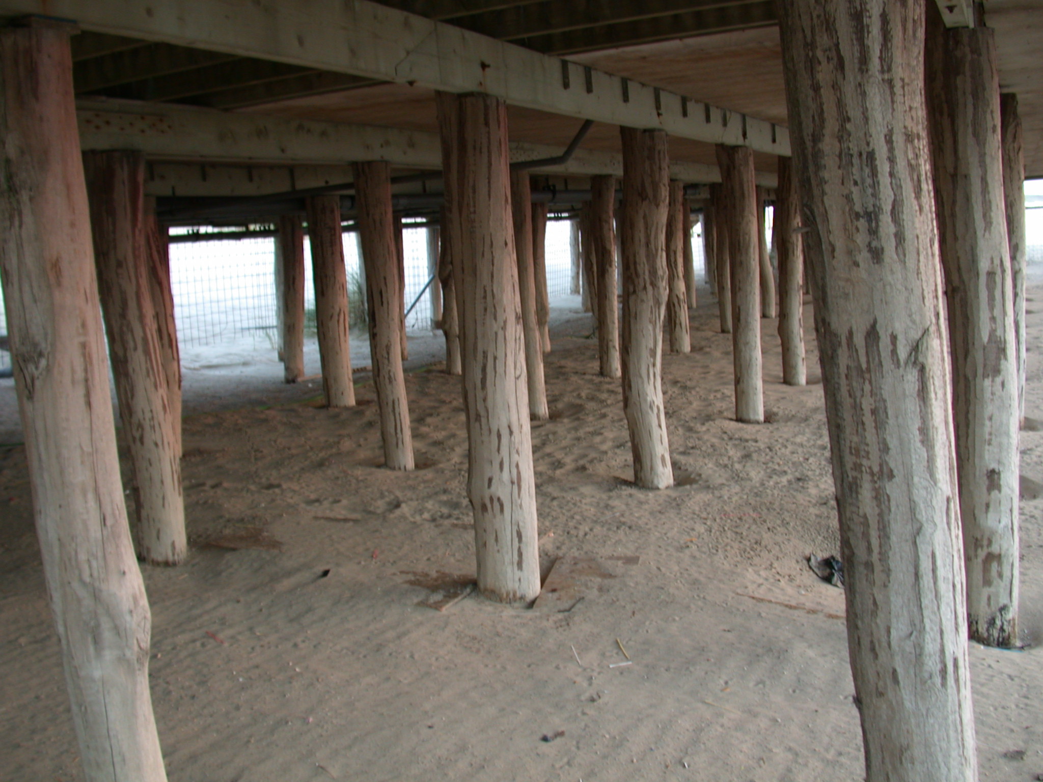 pole poles foundation wood wooden beach sand