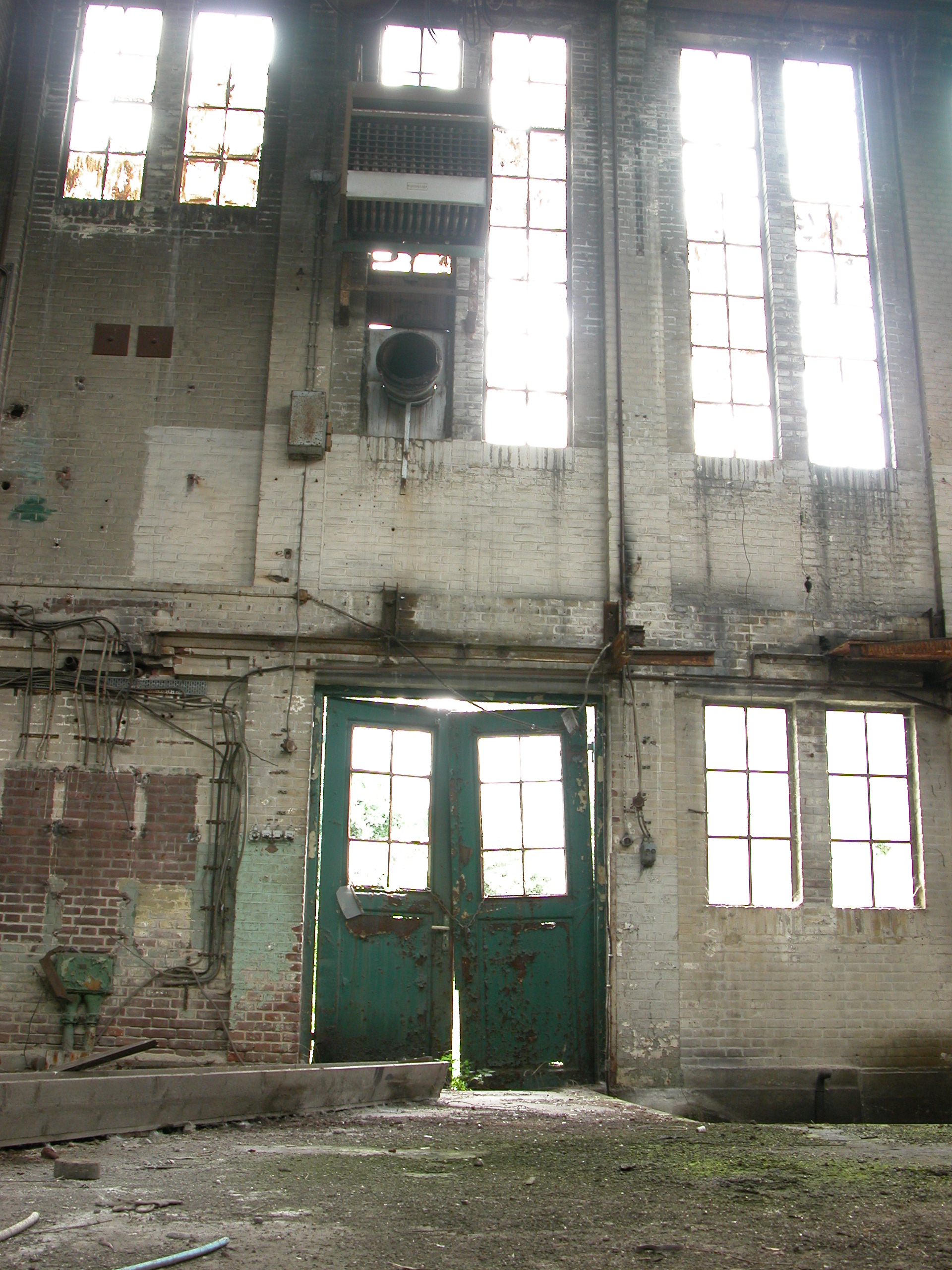 architecture interiors abandoned factory wall walls door entrance window windows