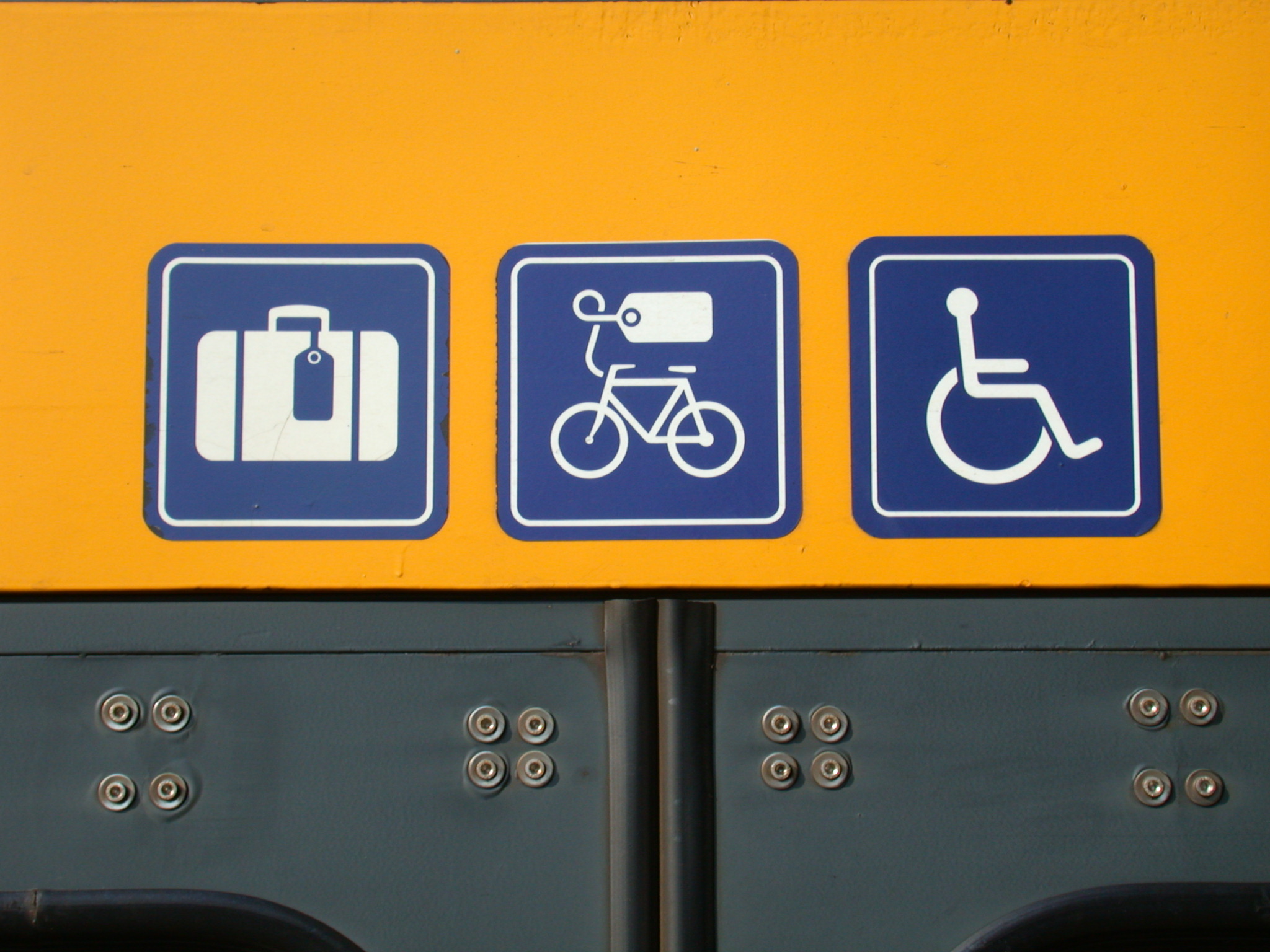 scripts icons yellow blue icon sticker signs sign luggage suitcase bike bicycle tag wheelchair handicapped disabled entrance train square